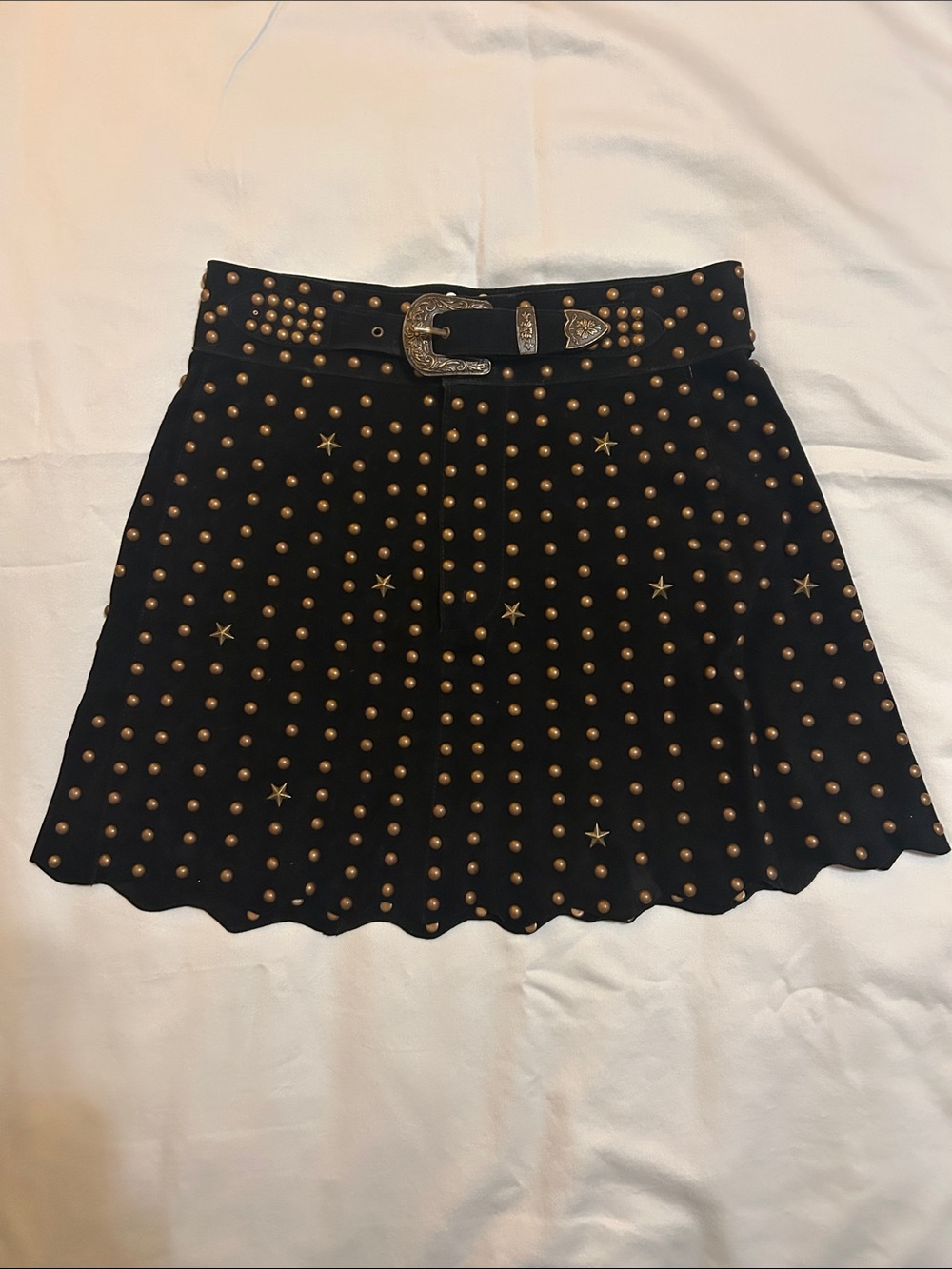 Retrofête Leather studded skirt
